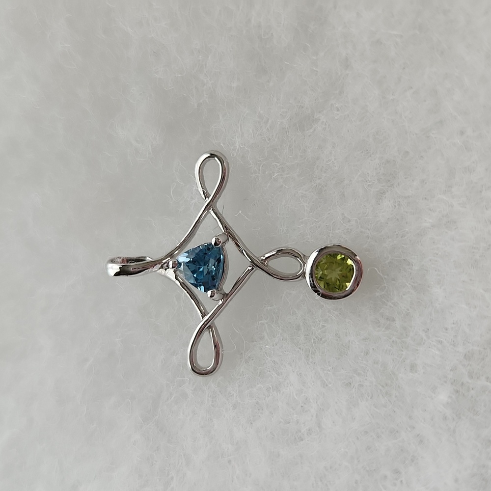 Silver Pendant with Blue and Yellow Stones